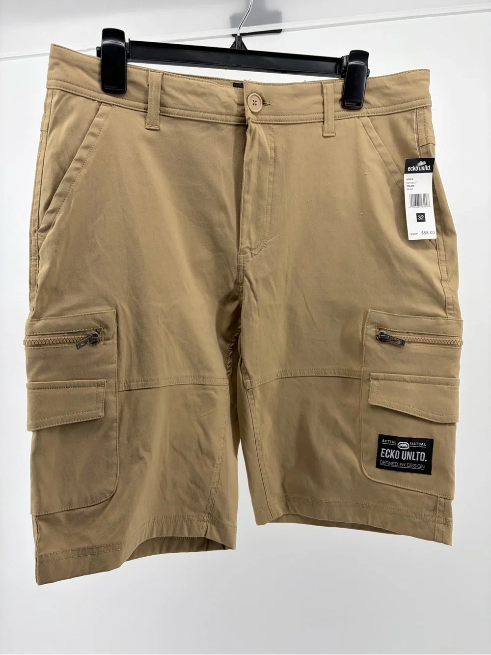 Ecko Unltd. Khaki Cargo Shorts, Men's Size 32‎ NWT with Zippered Utility Pocket